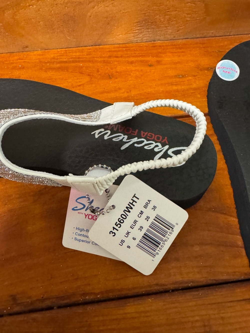 Skechers Women's Silver Rhinestone Slingback Flip Sandals - Picture 3 of 5